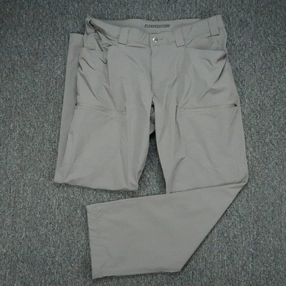 Duluth Trading Pants Mens 38x34 Gray Flexpedition Relaxed Fit Stretch Zip Pocket